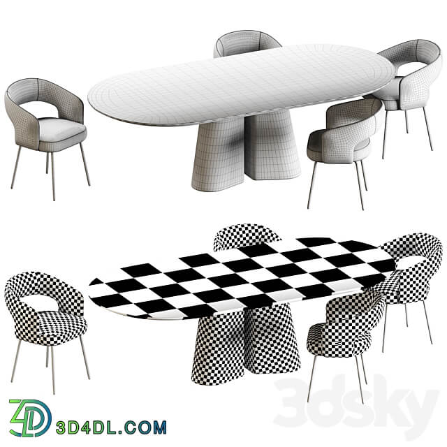 Ditre Italia Pillar and 356 Chair Table Chair 3D Models