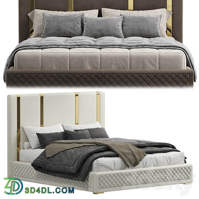 King bed Polished gold Bed 3D Models