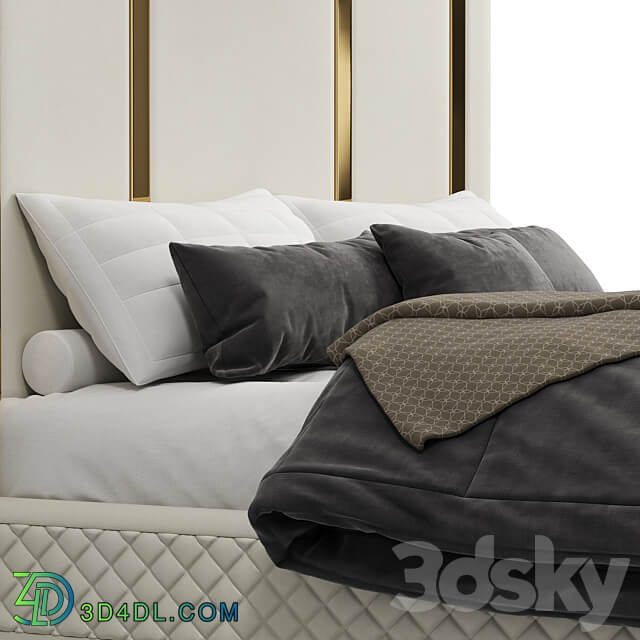 King bed Polished gold Bed 3D Models