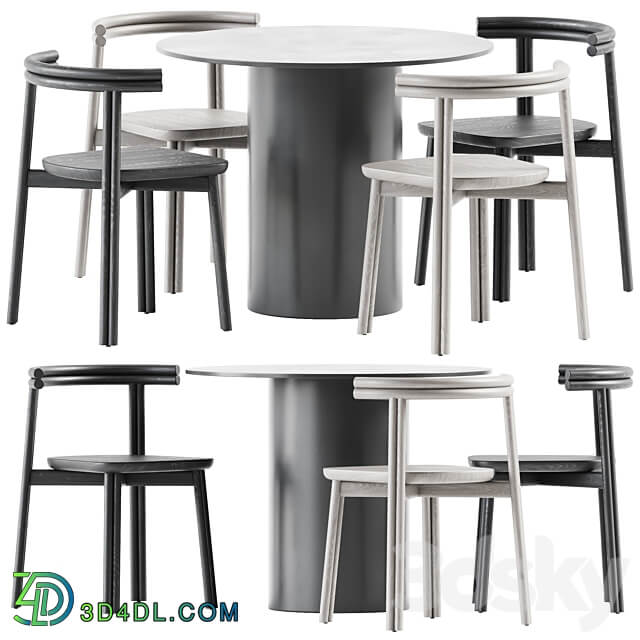 Dial Dining Table and Twill Chair by DesignByThem Table Chair 3D Models