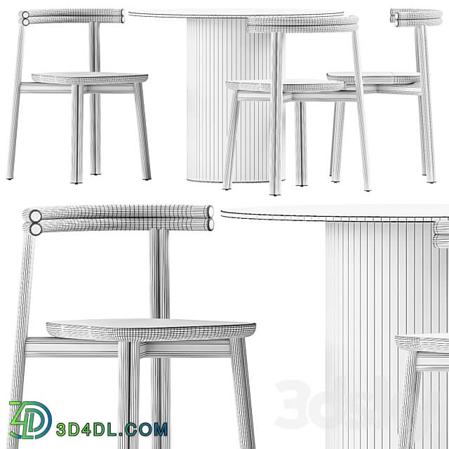 Dial Dining Table and Twill Chair by DesignByThem Table Chair 3D Models