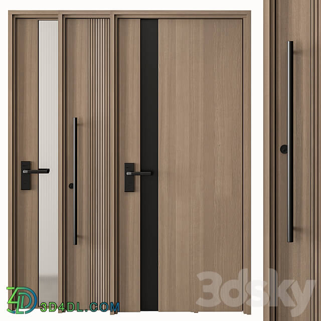 Wooden Door Set 48 3D Models