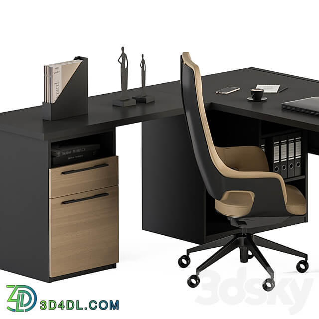 Manager Desk Set Office Furniture 364 3D Models