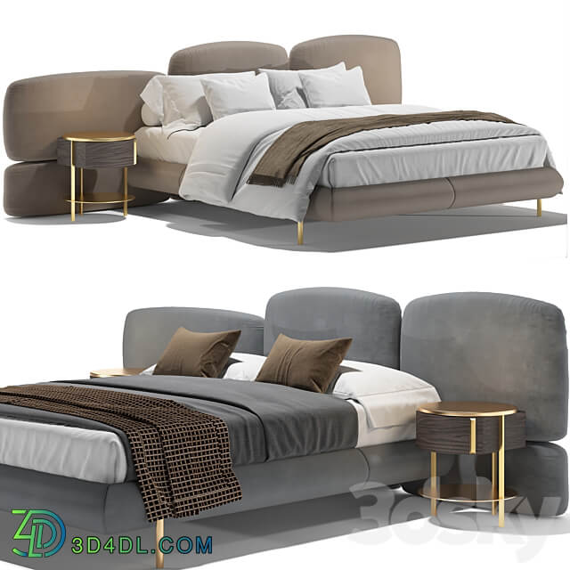 Stone Baxter Bed with Fixed Headboard Bed 3D Models