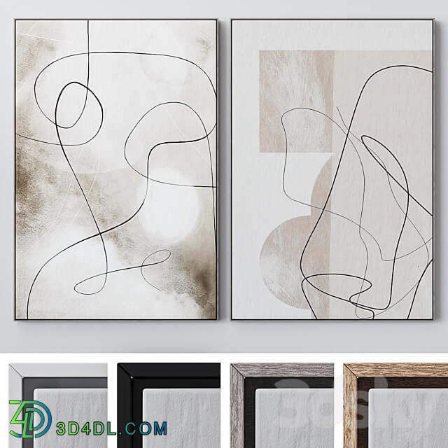 Set of large wall paintings 2074 3D Models