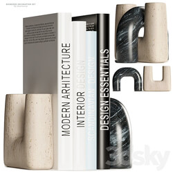 Issac Nesting Travertine and Marble Bookends Decoration 3D Models 