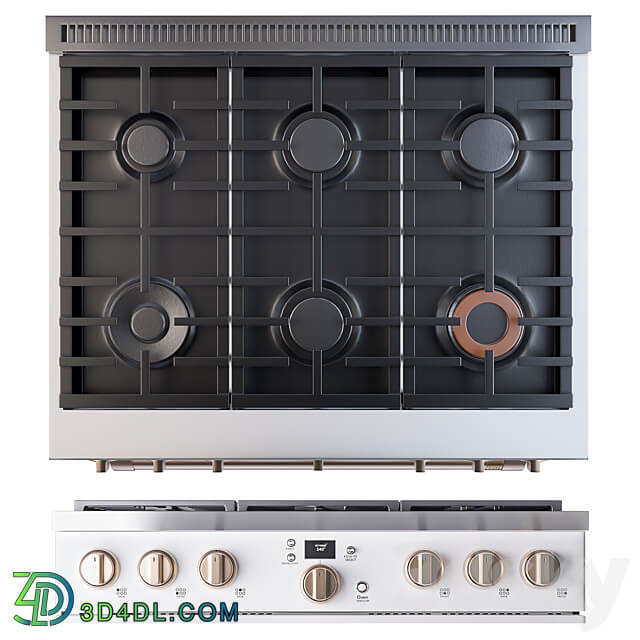 Cafe 36 Smart All Gas Commercial Style Range with 6 Burners 3D Models