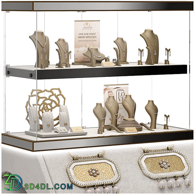 Stylish showcase for jewelry store 3. Jewelry stand. Display 3D Models