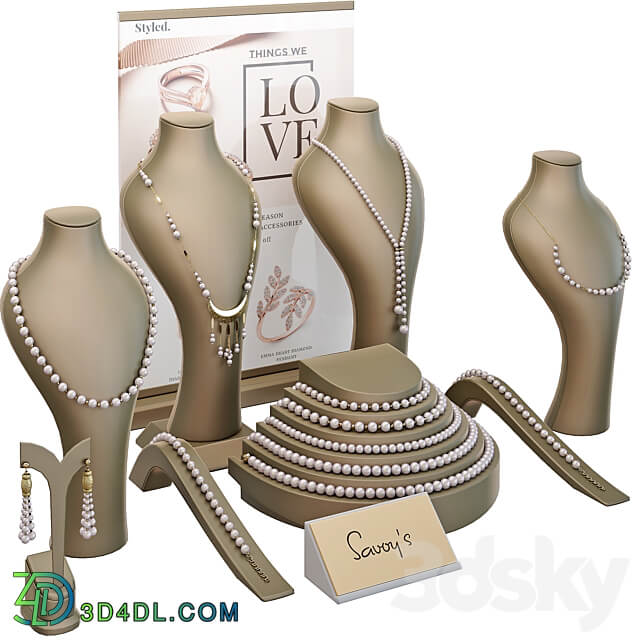 Stylish showcase for jewelry store 3. Jewelry stand. Display 3D Models