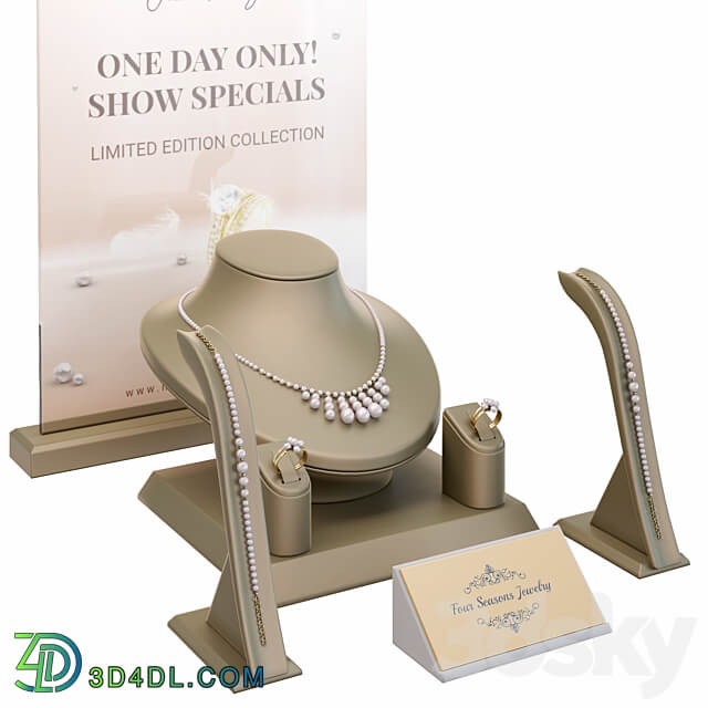 Stylish showcase for jewelry store 3. Jewelry stand. Display 3D Models