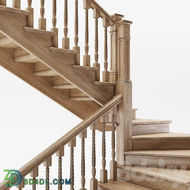 Staircase wooden winder 3D Models