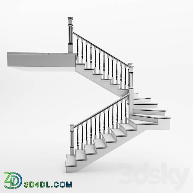 Staircase wooden winder 3D Models