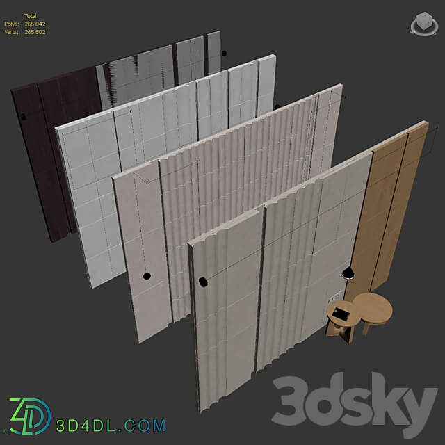Decorative wall panel set 89 3D Models