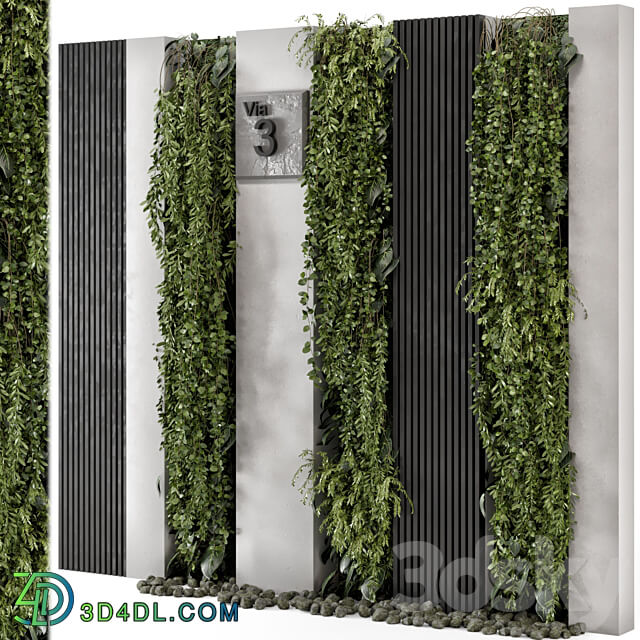 Outdoor Wall Vertical Garden in Concrete Base Set 1047 Fitowall 3D Models