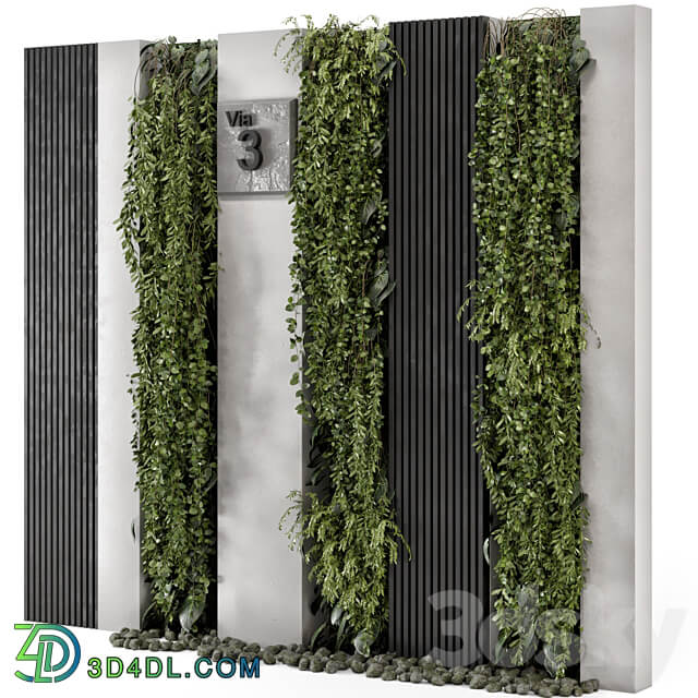 Outdoor Wall Vertical Garden in Concrete Base Set 1047 Fitowall 3D Models