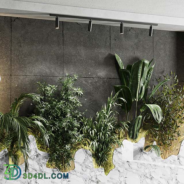 Vertical Wall Garden With concrete frame wall decor houseplants indoor 02 3D Models