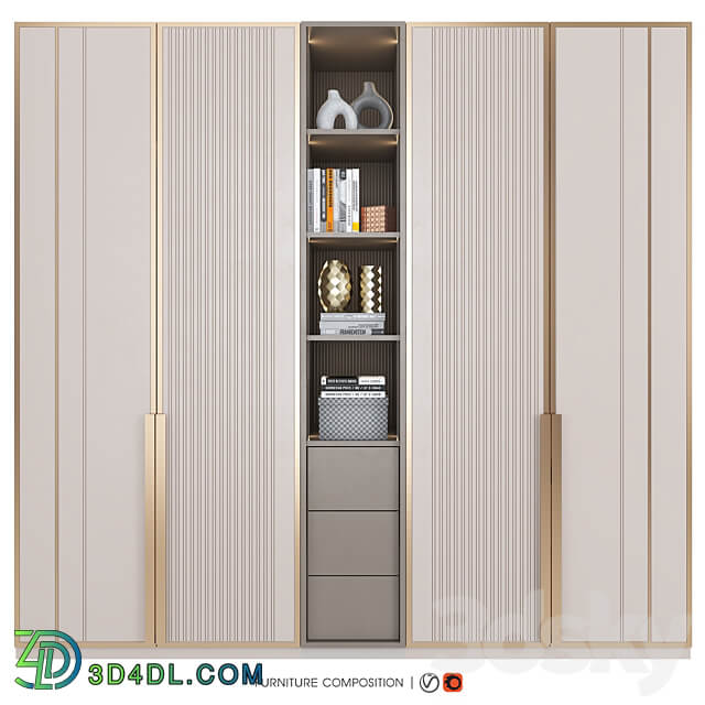 Furniture composition 34 Wardrobe Display cabinets 3D Models