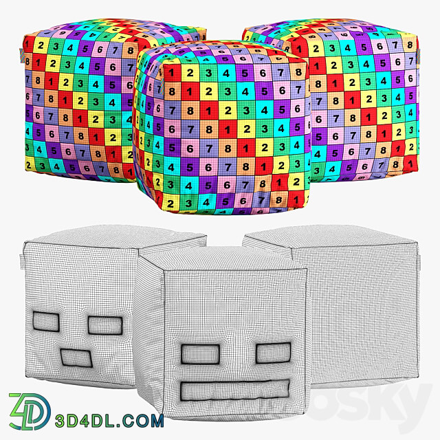 minecraft ottoman set 003 3D Models