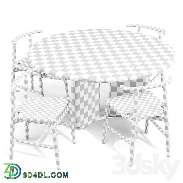 Dining Set 02 Meridiani Italo Table and Emilia Chairs Table Chair 3D Models