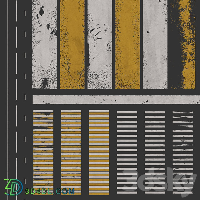 road markings Urban environment 3D Models