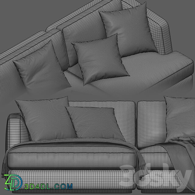 Flexform Barret Chaise Longue Sofa 2 3D Models