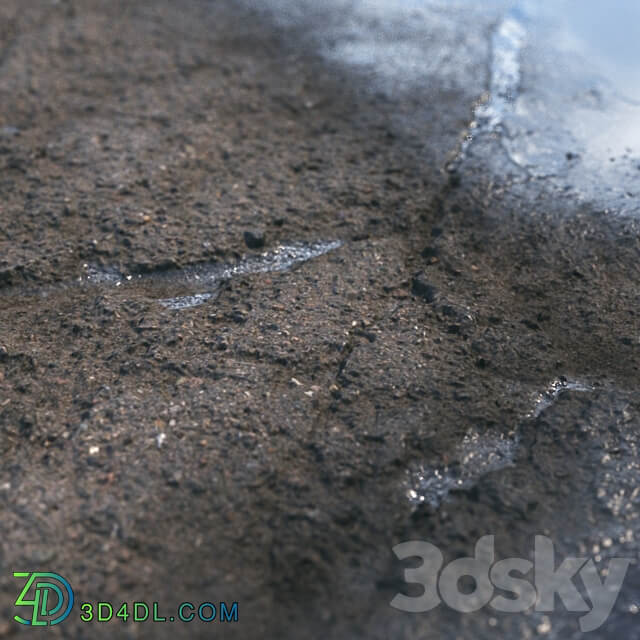 Wet asphalt material 05 4k seamless PBR Stone 3D Models