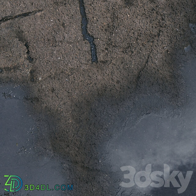 Wet asphalt material 05 4k seamless PBR Stone 3D Models