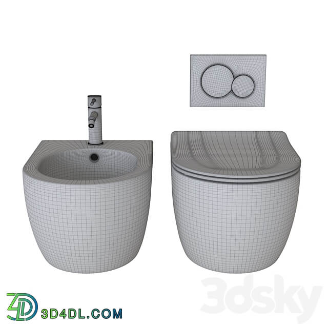 Toilet wall mounted Scarabeo Ceramiche Moon 3D Models