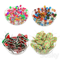 Glass bowl with lollipops 