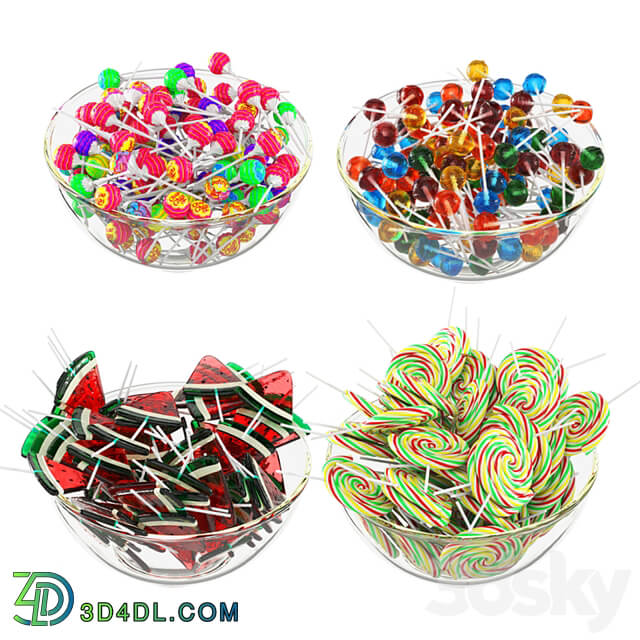 Glass bowl with lollipops