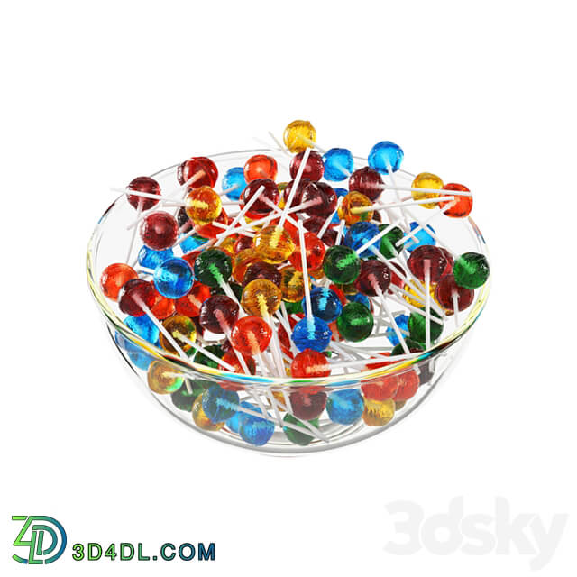 Glass bowl with lollipops