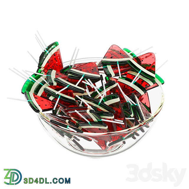 Glass bowl with lollipops