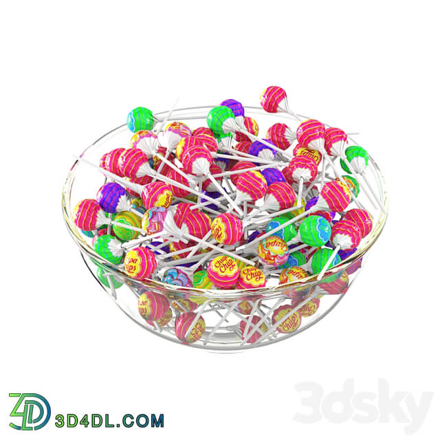 Glass bowl with lollipops