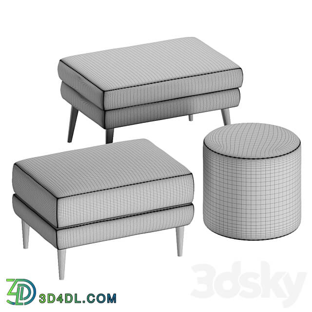 Set of Poufs La Redoute Interieurs 3D Models