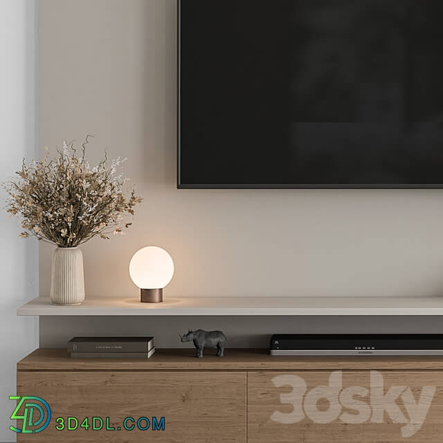 TV Wall White and Wood Set 69 3D Models