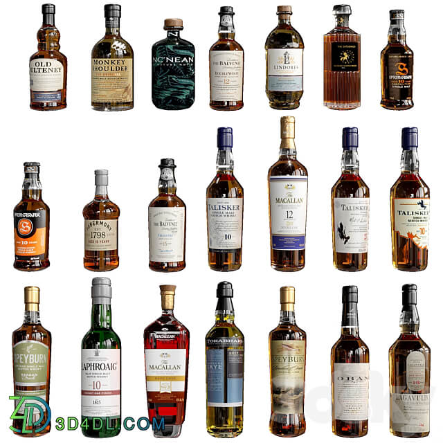 WHISKEY AND SCOTCH BOTTLE COLLECTION NO4 3D Models