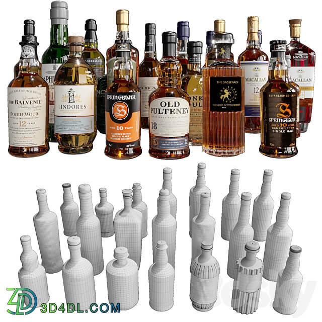 WHISKEY AND SCOTCH BOTTLE COLLECTION NO4 3D Models