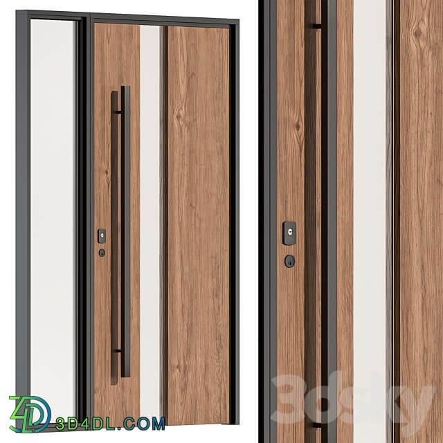 Wooden Front Door Set 61 3D Models