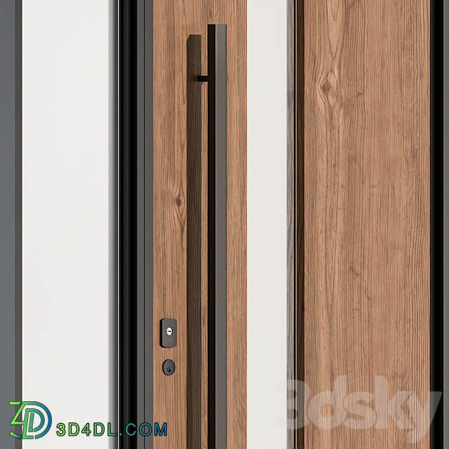 Wooden Front Door Set 61 3D Models