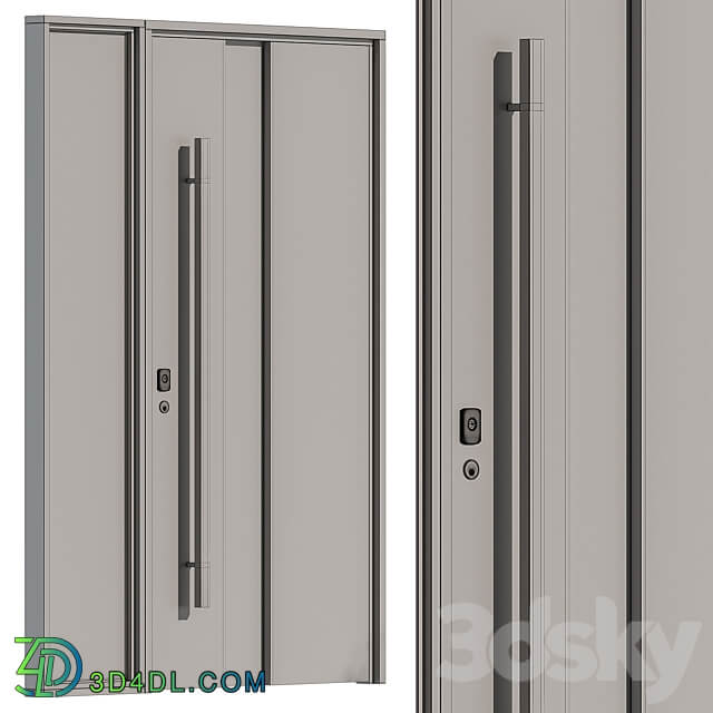 Wooden Front Door Set 61 3D Models