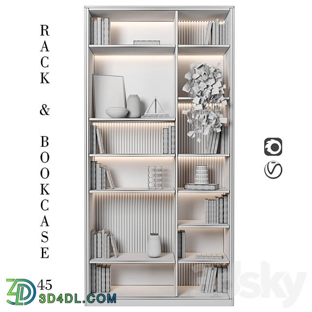Rack and Bookcase Rack 3D Models
