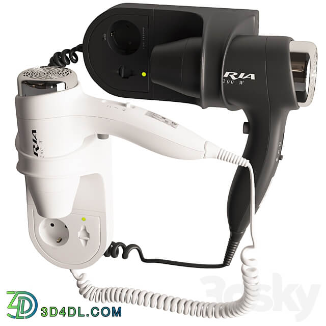 Hotel hair dryer Aria 1200w Household appliance 3D Models