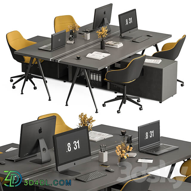 Employee Set Office Furniture 380 3D Models