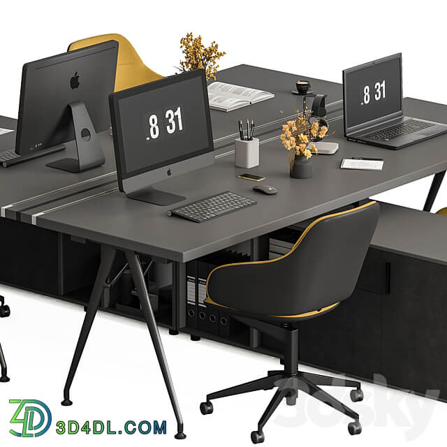 Employee Set Office Furniture 380 3D Models