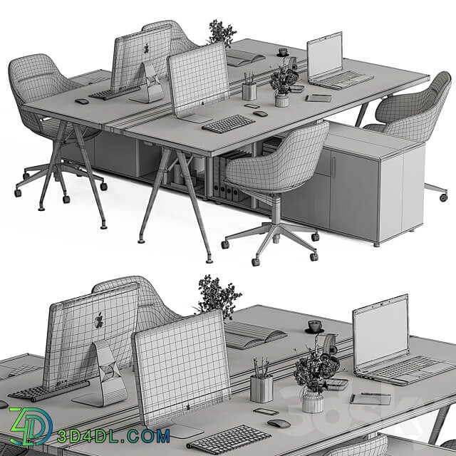 Employee Set Office Furniture 380 3D Models