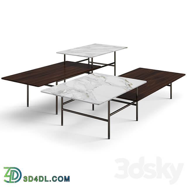 Minotti Lelong double coffee tables set 3D Models