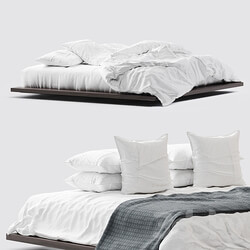 White bed linen 5 Bed 3D Models 