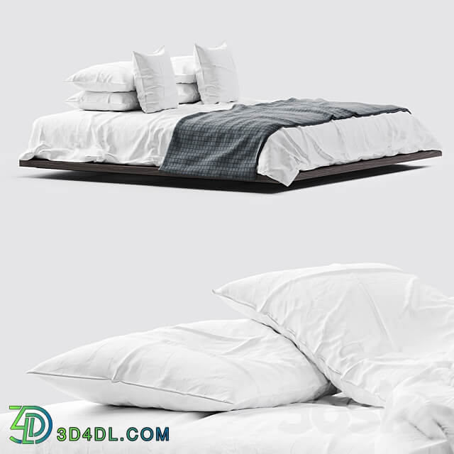 White bed linen 5 Bed 3D Models