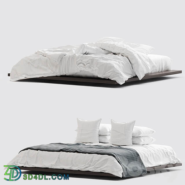 White bed linen 5 Bed 3D Models