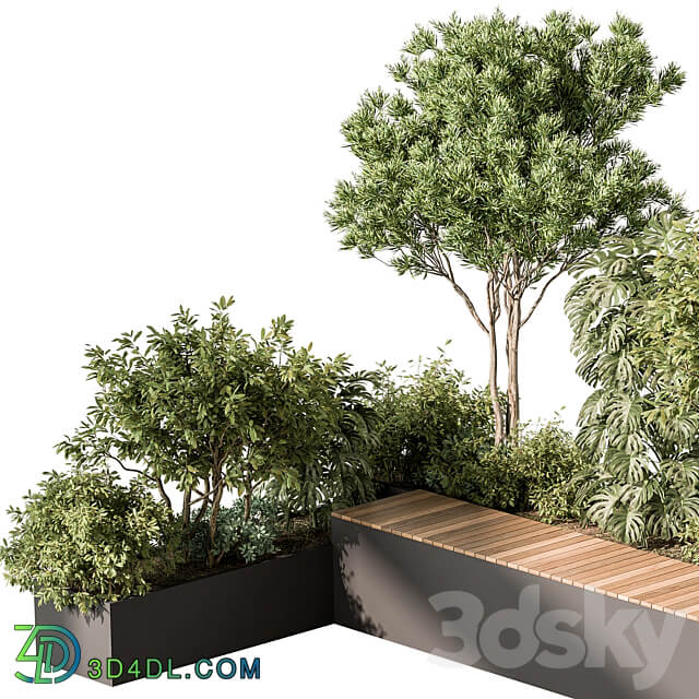 Urban Furniture Bench with Plants 52 3D Models